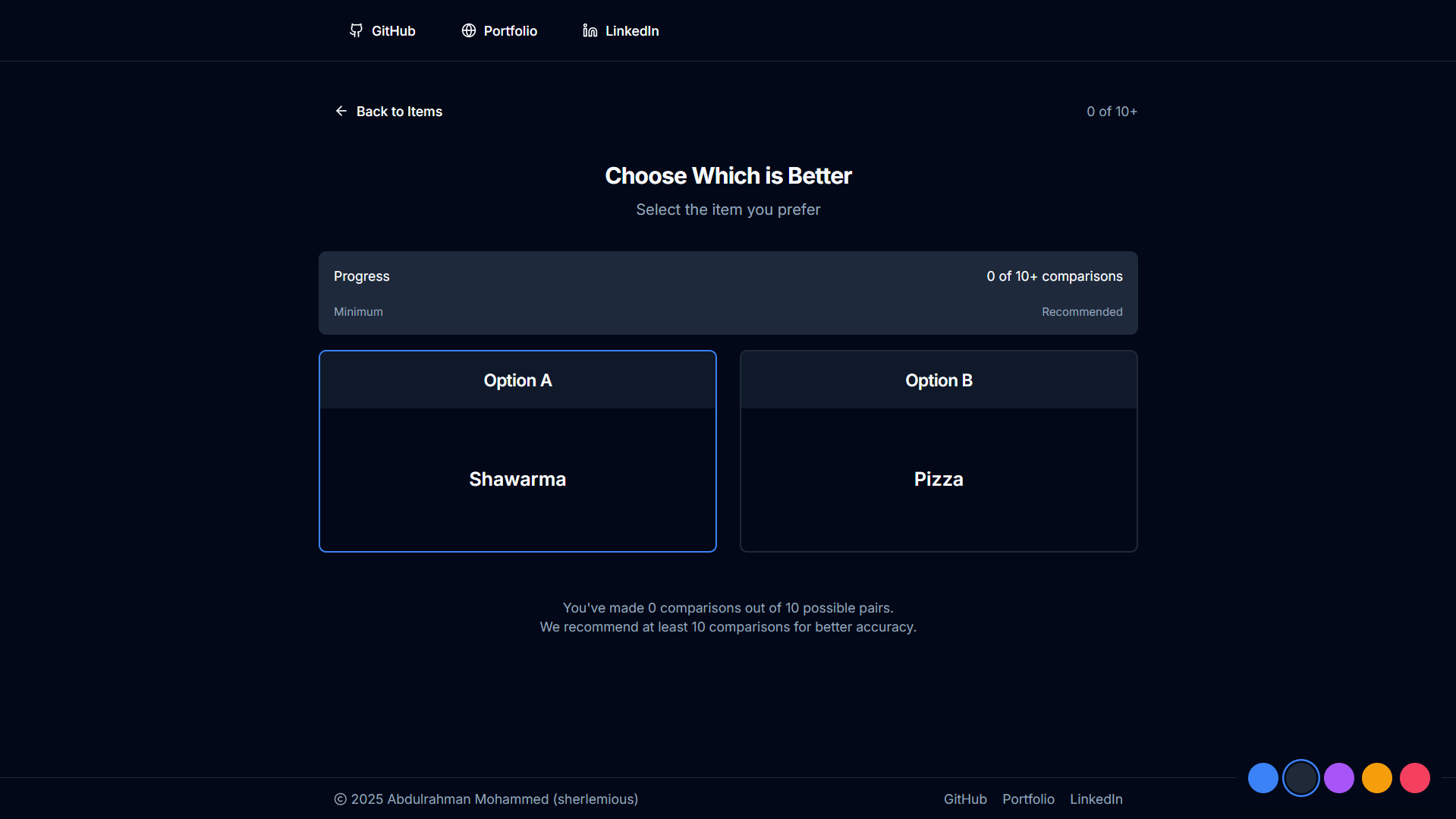 ELO Ranker screenshot 2