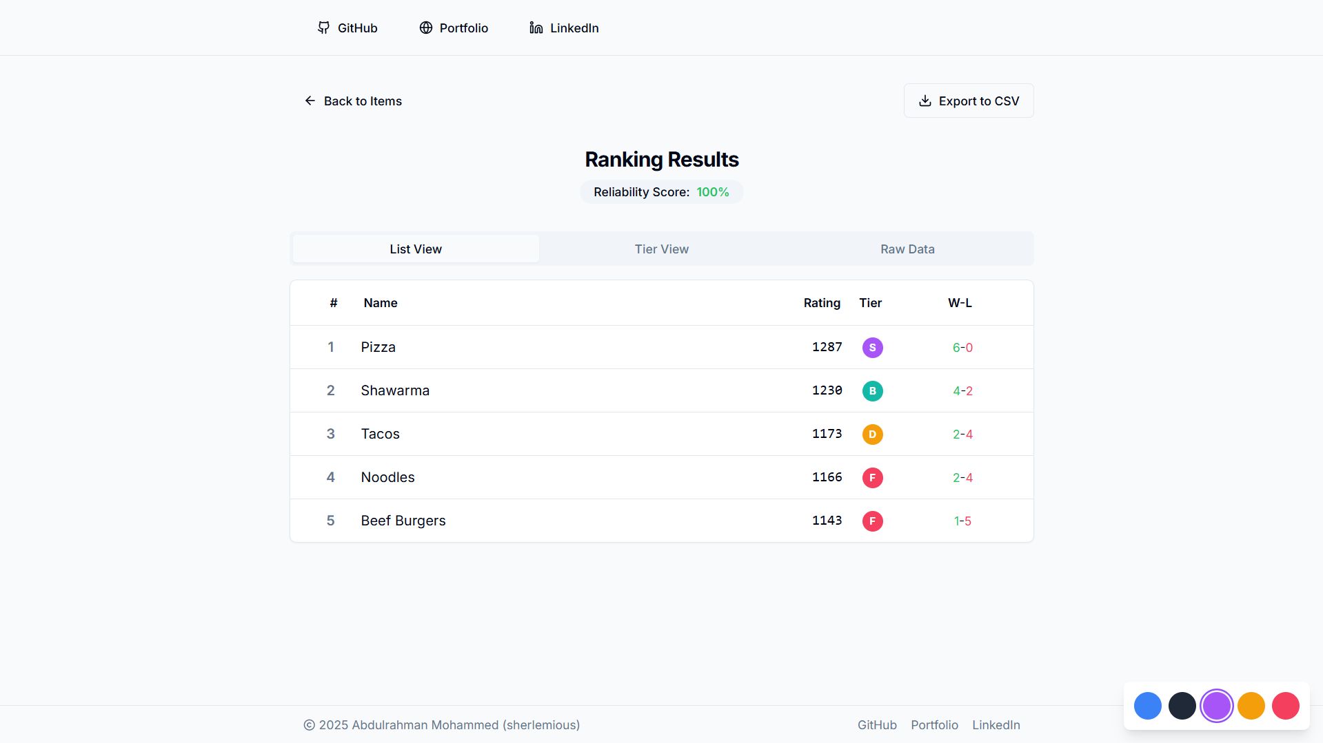 ELO Ranker screenshot 4