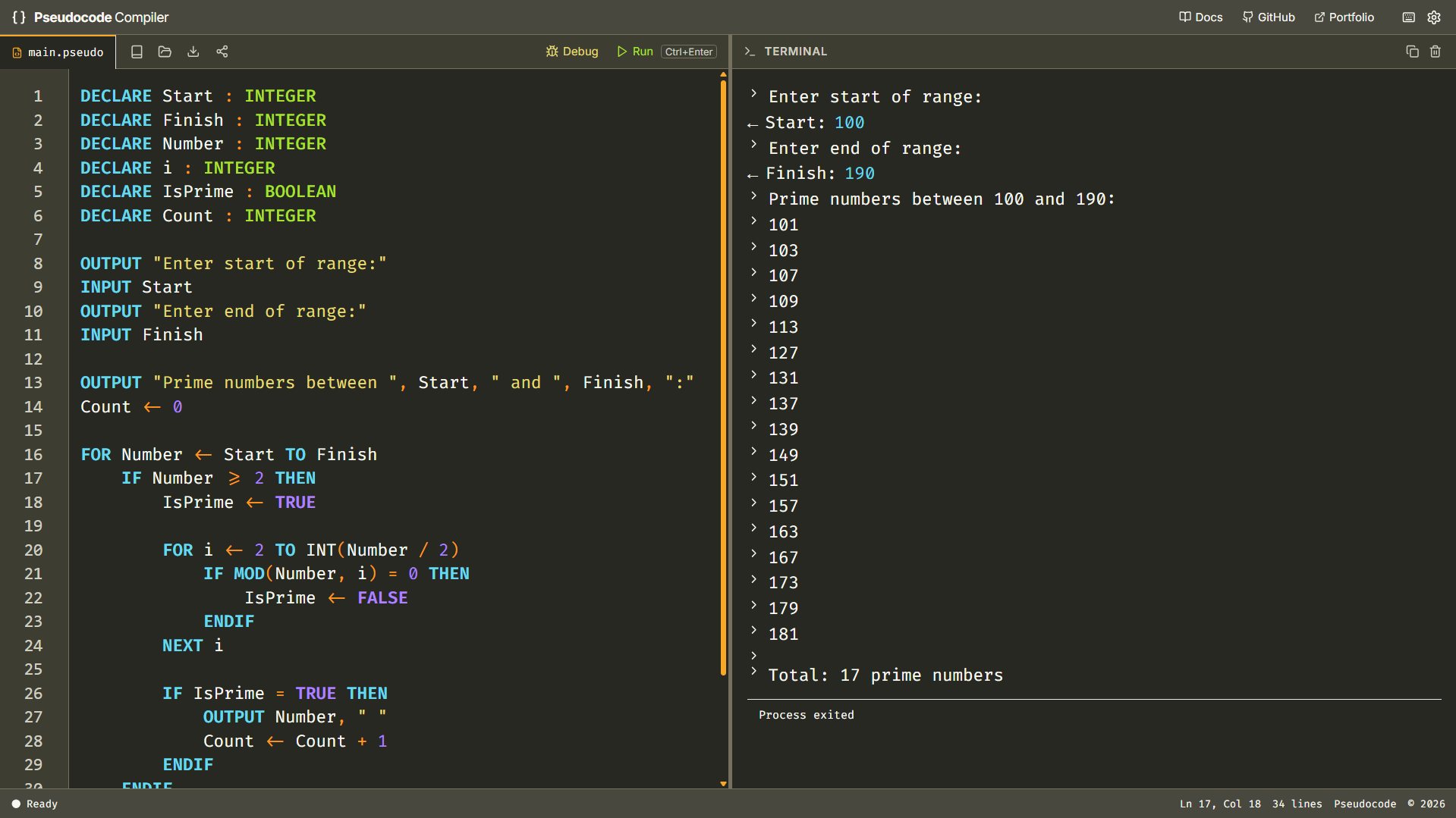 Pseudocode Compiler screenshot 6